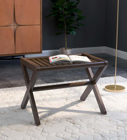 Plow & Hearth Accent Tables Indoor Living Modern Farmhouse Wood Stool/Bench - Espresso