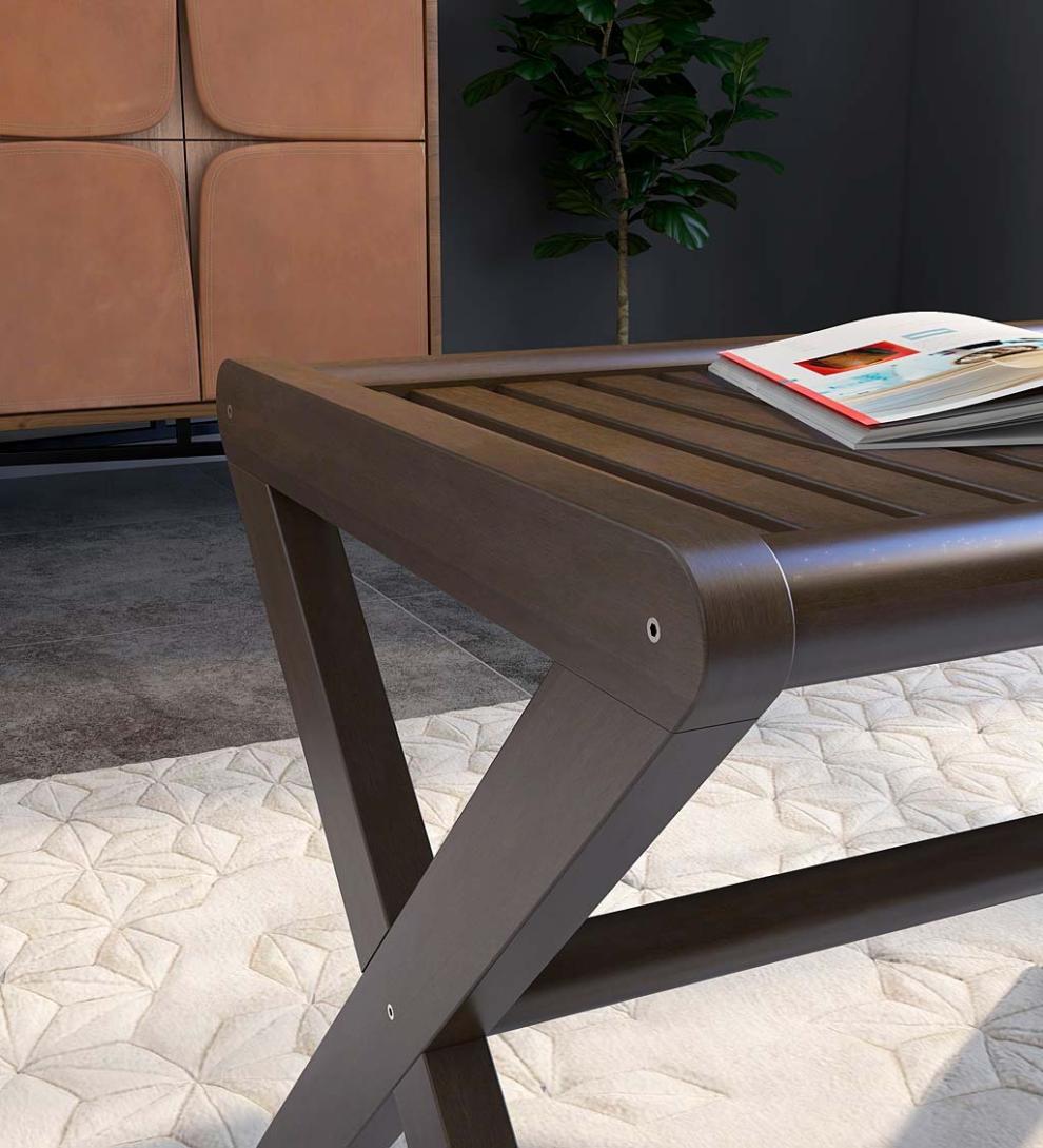 Plow & Hearth Accent Tables Indoor Living Modern Farmhouse Wood Stool/Bench - Espresso