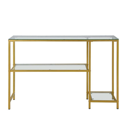 Plow & Hearth Accent Tables Indoor Living Multi-Functional Tempered Glass Console Table With Shelves - Gold