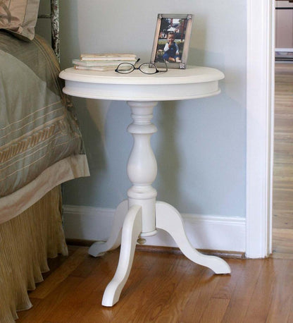 Plow & Hearth Accent Tables Indoor Living Pedestal-Based Wooden Accent Table - Antique Black