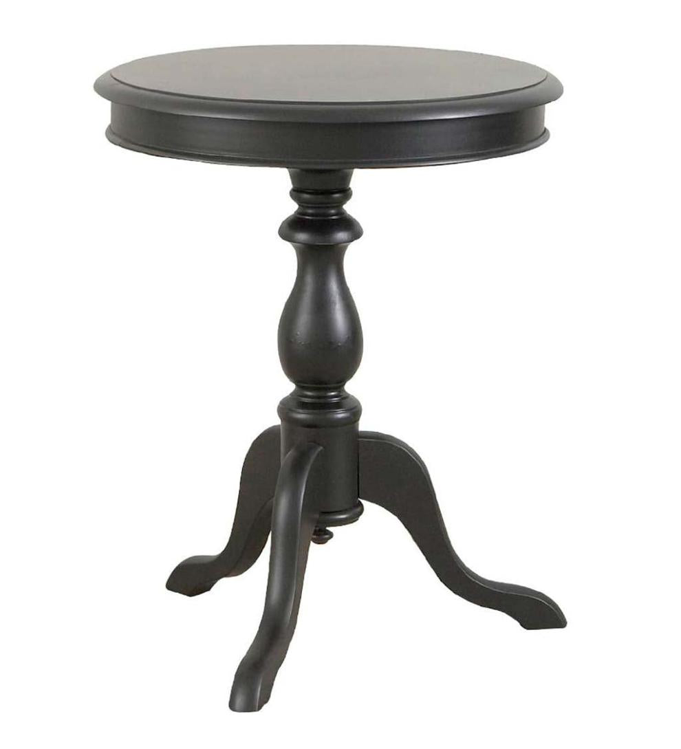 Plow & Hearth Accent Tables Indoor Living Pedestal-Based Wooden Accent Table - Antique Black