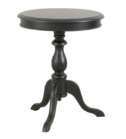 Plow & Hearth Accent Tables Indoor Living Pedestal-Based Wooden Accent Table - Antique Black