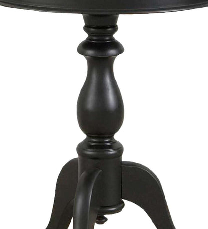 Plow & Hearth Accent Tables Indoor Living Pedestal-Based Wooden Accent Table - Antique Black