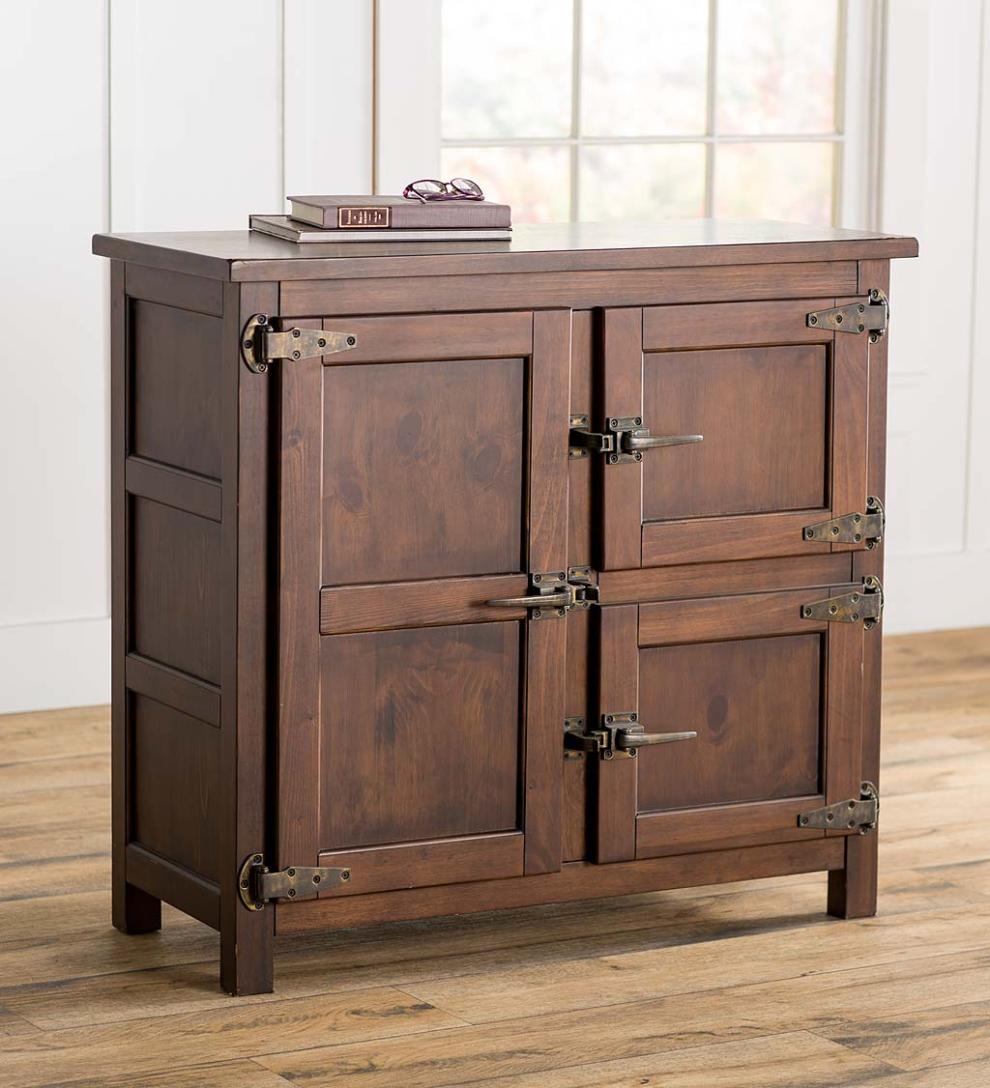 Plow & Hearth Accent Tables Indoor Living Portland Ice Box Wood Console Table With Replica Hardware - Walnut