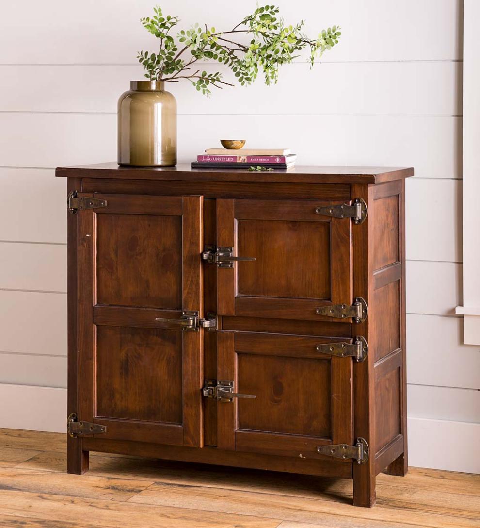 Plow & Hearth Accent Tables Indoor Living Portland Ice Box Wood Console Table With Replica Hardware - Walnut