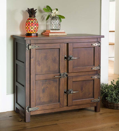 Plow & Hearth Accent Tables Indoor Living Portland Ice Box Wood Console Table With Replica Hardware - Walnut