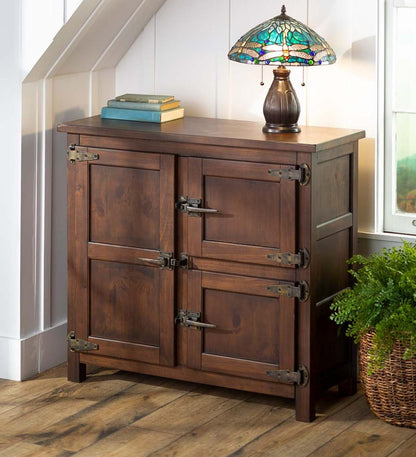 Plow & Hearth Accent Tables Indoor Living Portland Ice Box Wood Console Table With Replica Hardware - Walnut