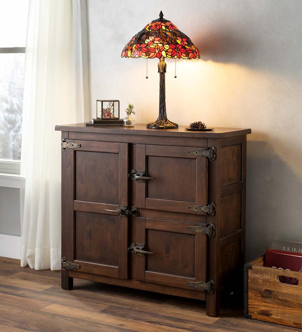 Plow & Hearth Accent Tables Indoor Living Portland Ice Box Wood Console Table With Replica Hardware - Walnut