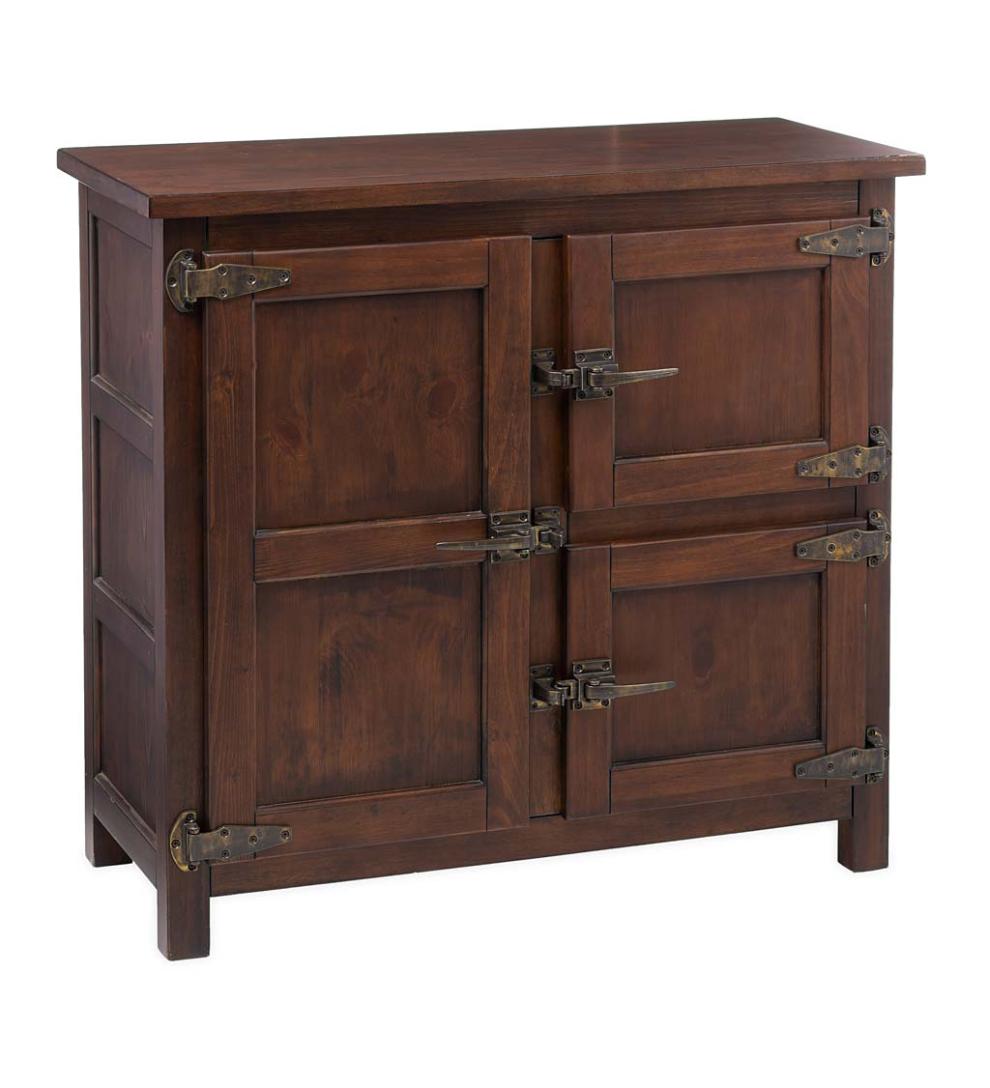 Plow & Hearth Accent Tables Indoor Living Portland Ice Box Wood Console Table With Replica Hardware - Walnut