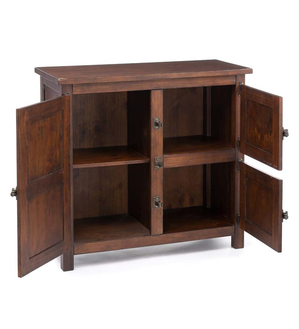 Plow & Hearth Accent Tables Indoor Living Portland Ice Box Wood Console Table With Replica Hardware - Walnut