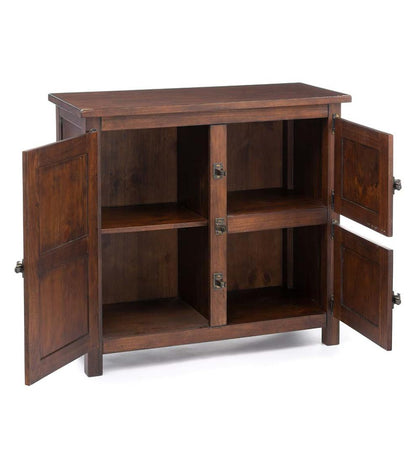 Plow & Hearth Accent Tables Indoor Living Portland Ice Box Wood Console Table With Replica Hardware - Walnut