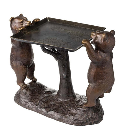 Plow & Hearth Accent Tables Indoor Living Recycled Cast Aluminum Bear Cub Accent Table