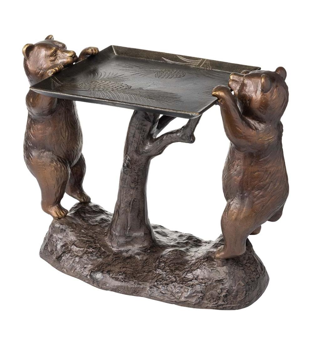 Plow & Hearth Accent Tables Indoor Living Recycled Cast Aluminum Bear Cub Accent Table