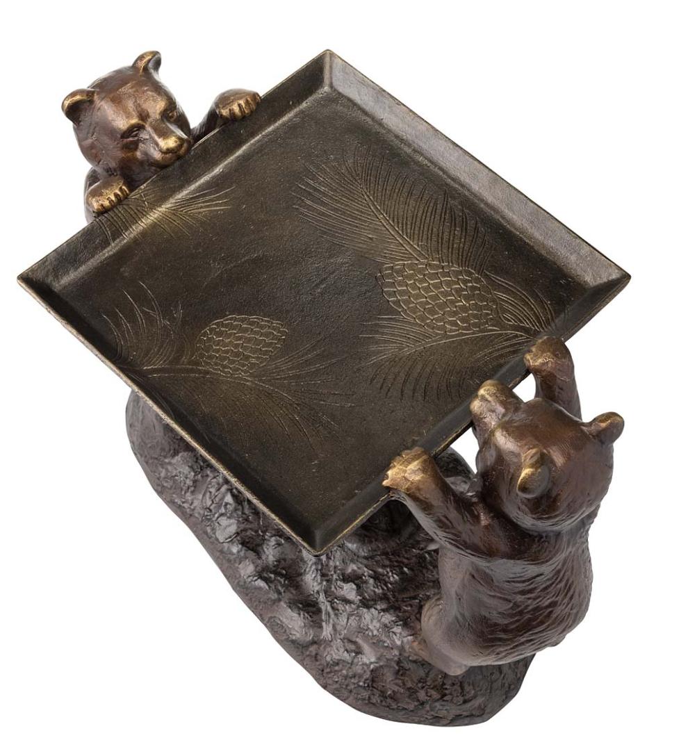 Plow & Hearth Accent Tables Indoor Living Recycled Cast Aluminum Bear Cub Accent Table