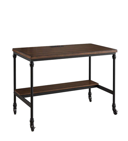 Plow & Hearth Accent Tables Indoor Living Rolling Weston Writing Desk With Built-In Charging Station And Wheels - Espresso