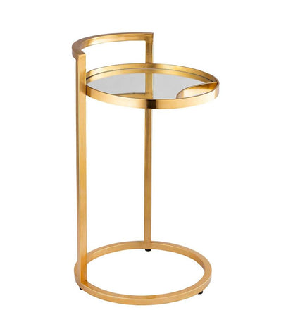 Plow & Hearth Accent Tables Indoor Living Round Mirror Topped Accent Table - Gold