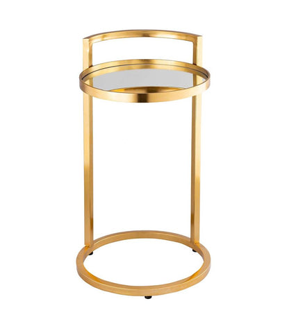 Plow & Hearth Accent Tables Indoor Living Round Mirror Topped Accent Table - Gold