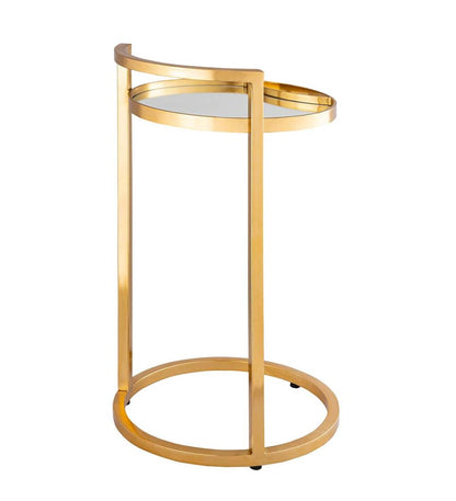 Plow & Hearth Accent Tables Indoor Living Round Mirror Topped Accent Table - Gold