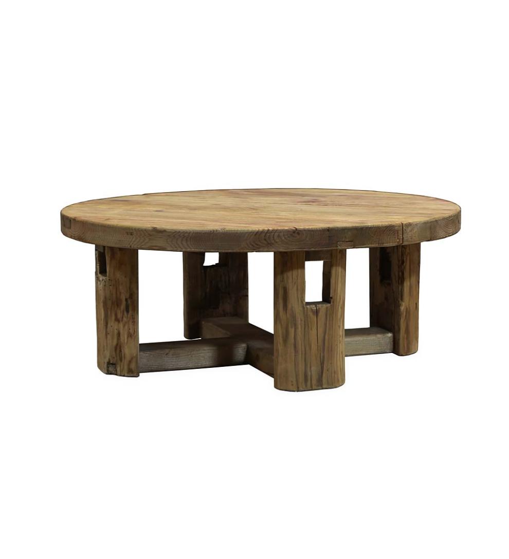 Plow & Hearth Accent Tables Indoor Living Rowan Ridge Reclaimed Wood Round Coffee/Cocktail Table