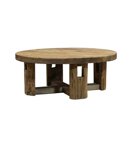 Plow & Hearth Accent Tables Indoor Living Rowan Ridge Reclaimed Wood Round Coffee/Cocktail Table