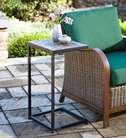 Plow & Hearth Accent Tables Indoor Living Slate Mosaic Pull-Up Side Table