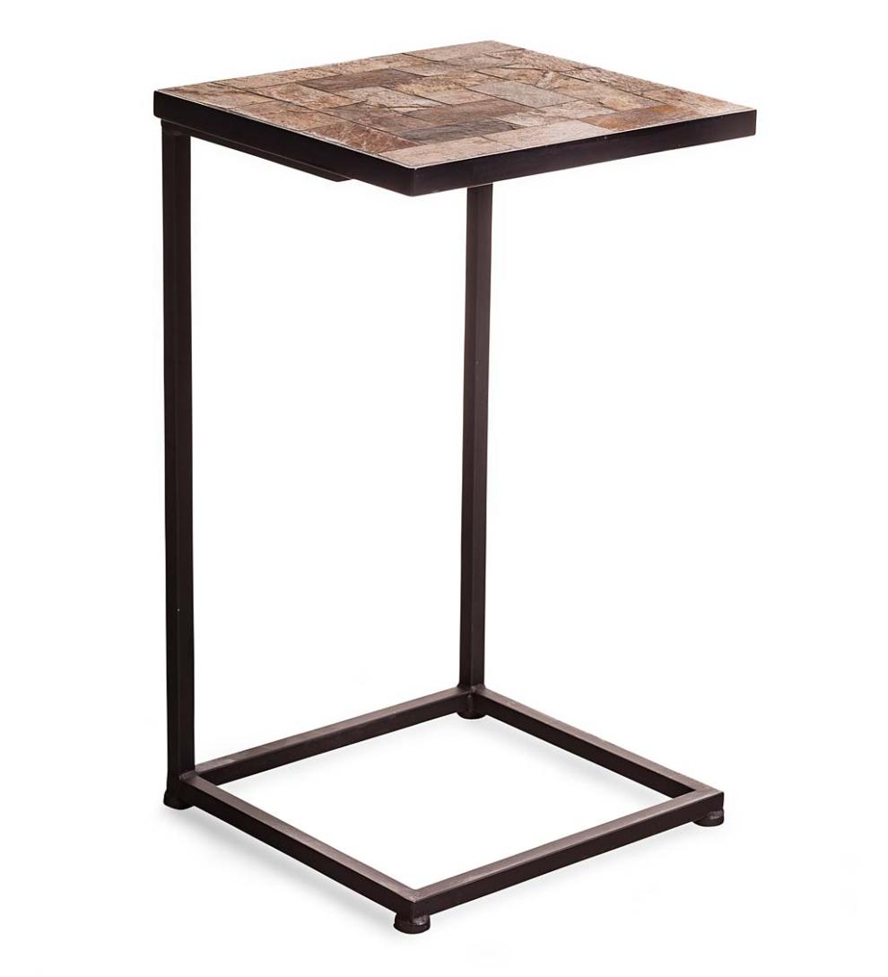 Plow & Hearth Accent Tables Indoor Living Slate Mosaic Pull-Up Side Table