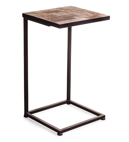 Plow & Hearth Accent Tables Indoor Living Slate Mosaic Pull-Up Side Table