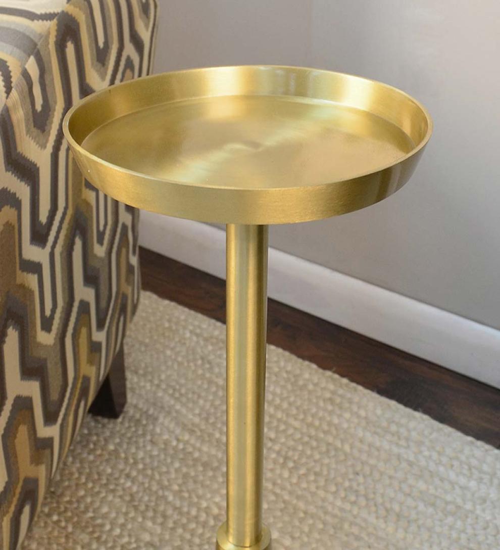 Plow & Hearth Accent Tables Indoor Living Small Davenport Drink Table - Gold