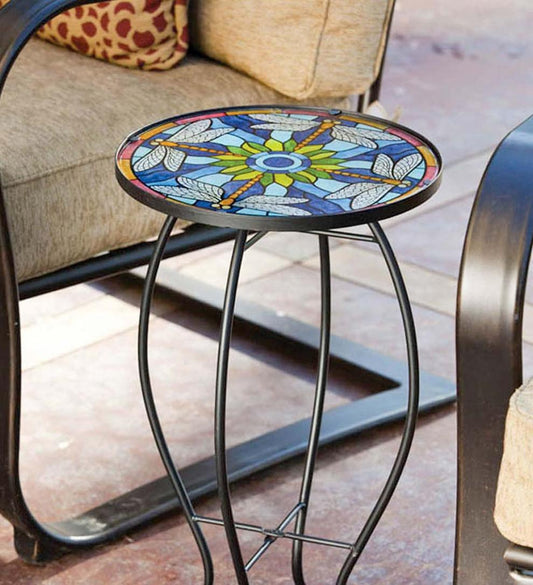 Plow & Hearth Accent Tables Indoor Living Tiffany-Inspired Dragonfly Accent Table