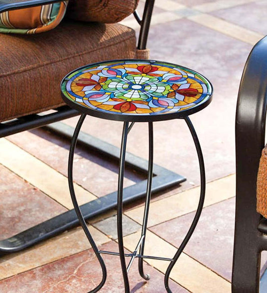 Plow & Hearth Accent Tables Indoor Living Tiffany-Inspired Floral Accent Table