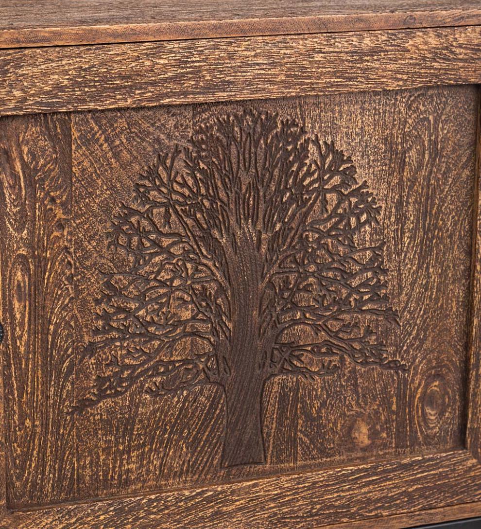Plow & Hearth Accent Tables Indoor Living Tree Of Life Table With Storage Cabinet