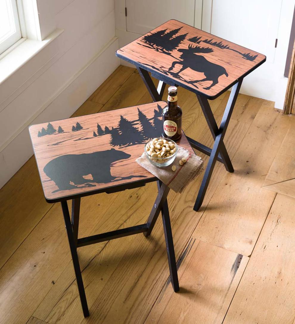 Plow & Hearth Accent Tables Indoor Living Wilderness Tv Trays, Set Of 2