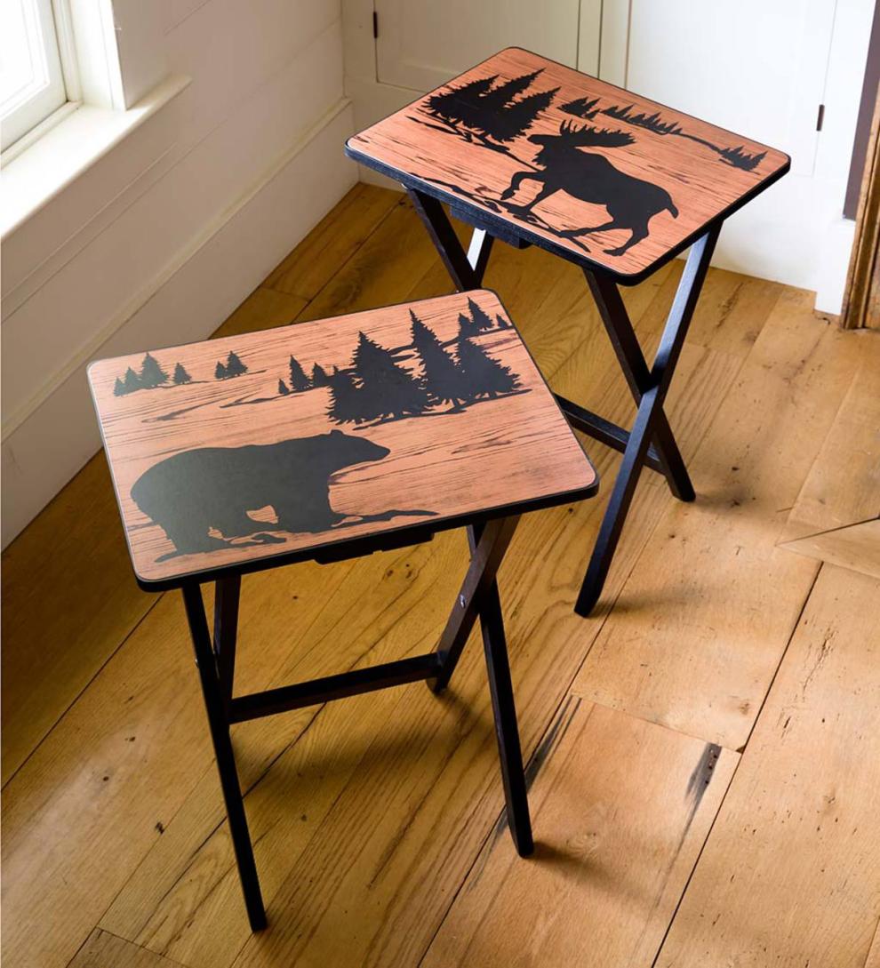 Plow & Hearth Accent Tables Indoor Living Wilderness Tv Trays, Set Of 2