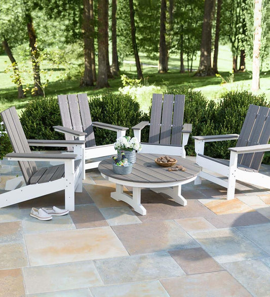 Plow & Hearth Adirondack Chairs Outdoor Living May River Outdoor Seating 5-Piece Conversation Set - Coastal Gray/White
