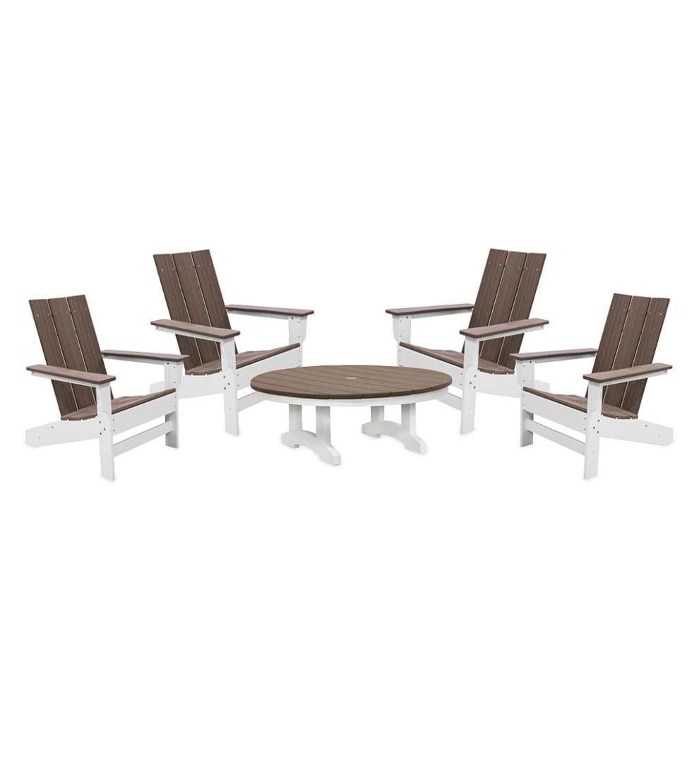 Plow & Hearth Adirondack Chairs Outdoor Living May River Outdoor Seating 5-Piece Conversation Set - Coastal Gray/White