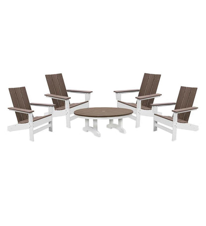 Plow & Hearth Adirondack Chairs Outdoor Living May River Outdoor Seating 5-Piece Conversation Set - Coastal Gray/White