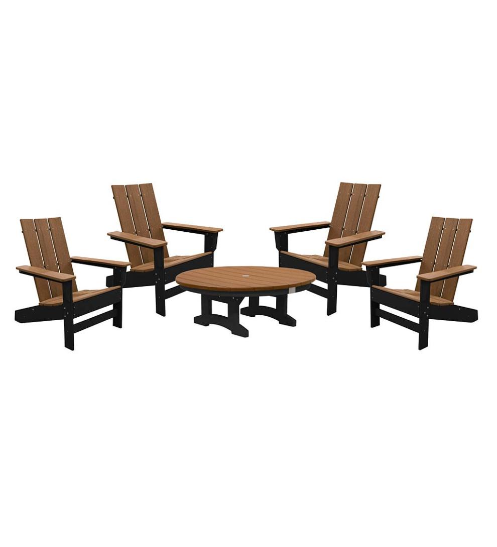 Plow & Hearth Adirondack Chairs Outdoor Living May River Outdoor Seating 5-Piece Conversation Set - Coastal Gray/White