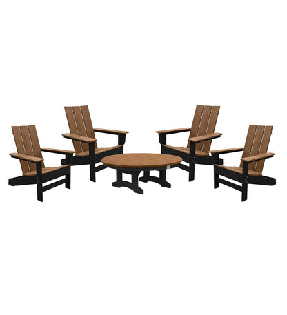 Plow & Hearth Adirondack Chairs Outdoor Living May River Outdoor Seating 5-Piece Conversation Set - Coastal Gray/White