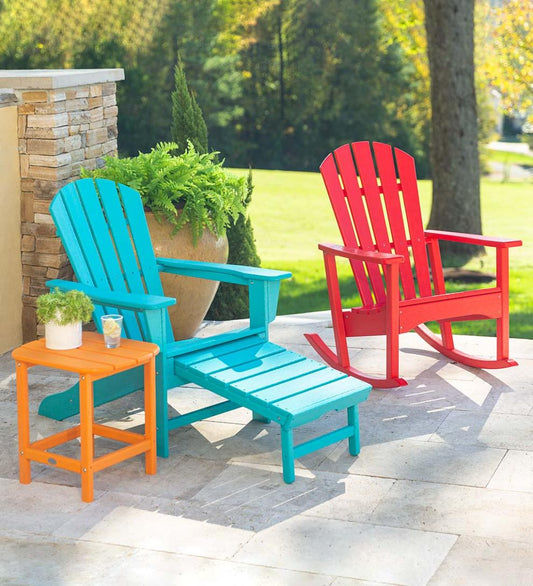 Plow & Hearth Adirondack Chairs Outdoor Living Polywood® Adirondack Chair With Hideaway Ottoman - Aruba