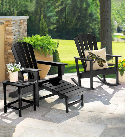 Plow & Hearth Adirondack Chairs Outdoor Living Polywood® Adirondack Chair With Hideaway Ottoman - Aruba