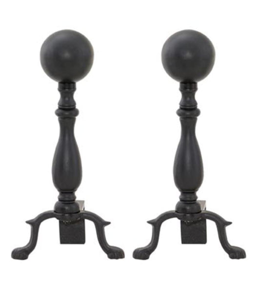 Plow & Hearth Andirons Fireplace & Hearth Black Ball Andirons, Pair - Black