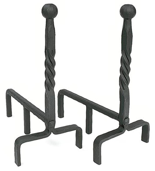 Plow & Hearth Andirons Fireplace & Hearth Wrought Iron Andirons Set With Ball Finial And Black Finish