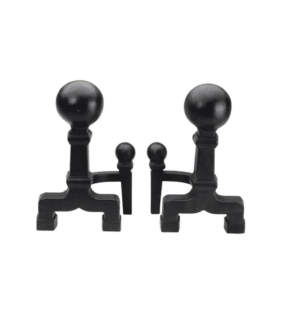 Plow & Hearth Andirons Fireplace & Hearth Wrought Iron Ball Andirons - Black