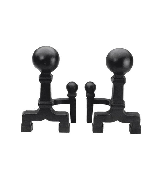 Plow & Hearth Andirons Fireplace & Hearth Wrought Iron Ball Andirons - Black