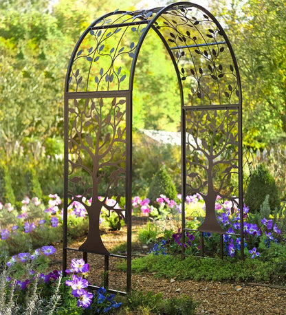 Plow & Hearth Arbors & Trellises Yard & Garden Metal Arched Garden Arbor With Tree Of Life Design