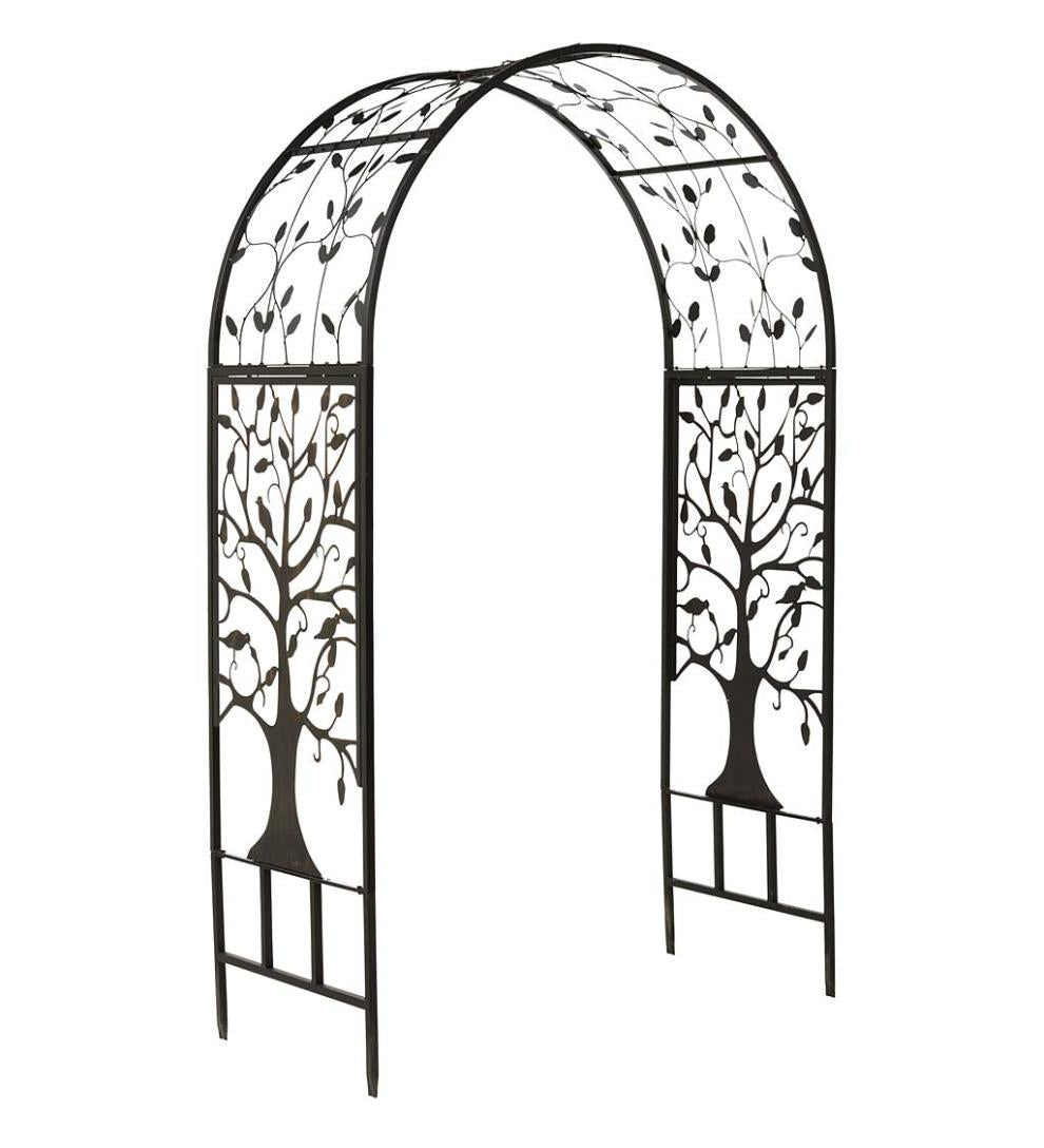 Plow & Hearth Arbors & Trellises Yard & Garden Metal Arched Garden Arbor With Tree Of Life Design