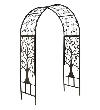 Plow & Hearth Arbors & Trellises Yard & Garden Metal Arched Garden Arbor With Tree Of Life Design