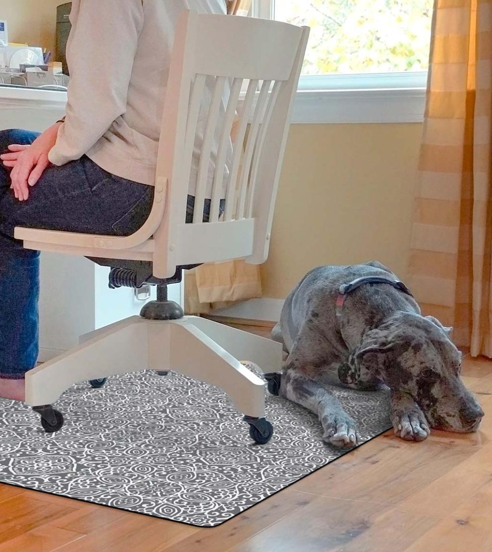 Plow & Hearth Area Rugs Indoor Living Arabesque Desk Chair Mat - Chocolate
