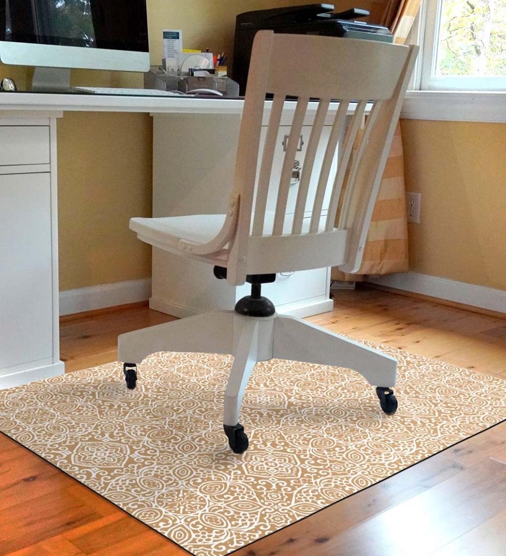 Plow & Hearth Area Rugs Indoor Living Arabesque Desk Chair Mat - Chocolate