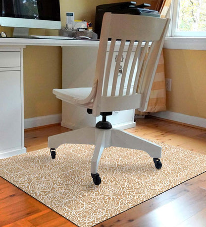 Plow & Hearth Area Rugs Indoor Living Arabesque Desk Chair Mat - Chocolate